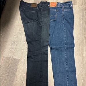 34x30 PAIGE Men's Dark and Medium Blue Straight Jeans Levi